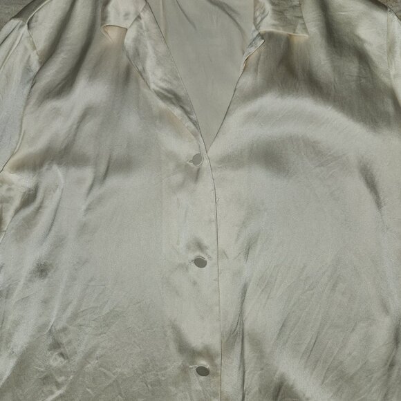 Grace Chemise 100% White silk long sleeve shirt blouse top - Picture 5 of 8